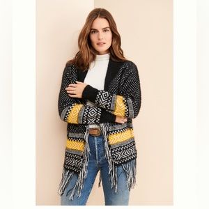 Anthropologie Rain and Rose Fringe Cardigan